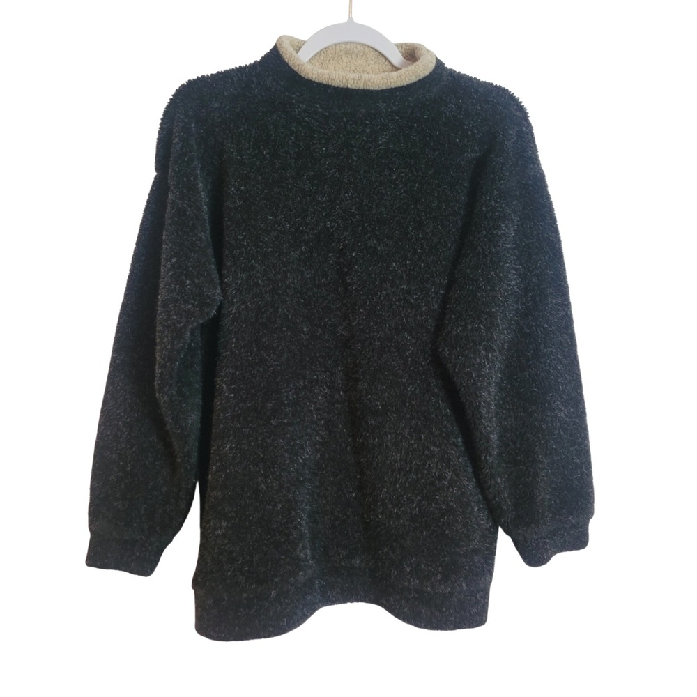 Black Mountain Outdoor Men Sherpa Fleece Pullover Mock Neck Black Large USA Made